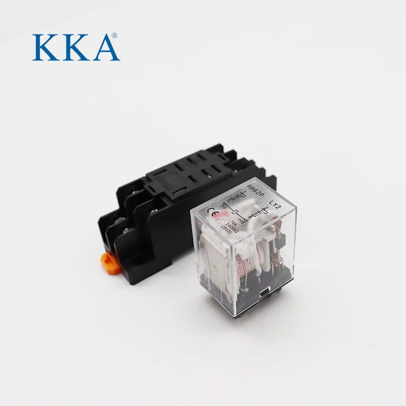 HH62P 220/240V AC 10A 8PIN Coil Power Relay DPDT, Intermediate Relay LY2NJ HHC68A-2Z With Socket Base