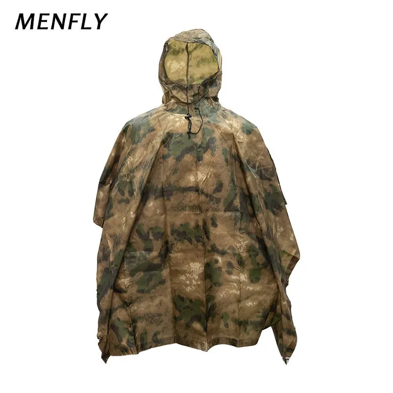 MENFLY ATFG Moss Camouflage Tactical Waterproof Rain Jacket for Hunting Men's Military Camo Raincoat for Women Atacs Fg Poncho