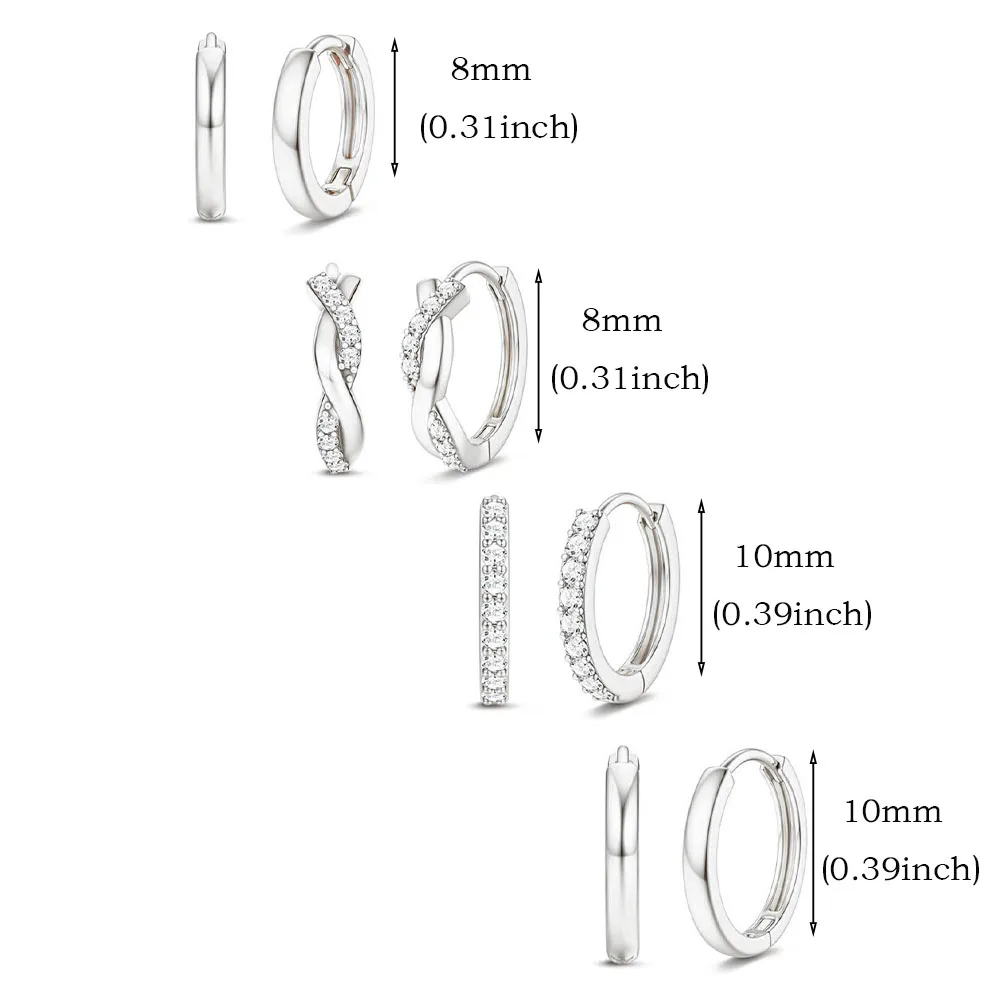 4/1Pair Stainless Steel Circle Hoop Earring Zirconia Huggie, 14K Gold Plated Cartilage Piercing Earrings for Women Men Wholesale