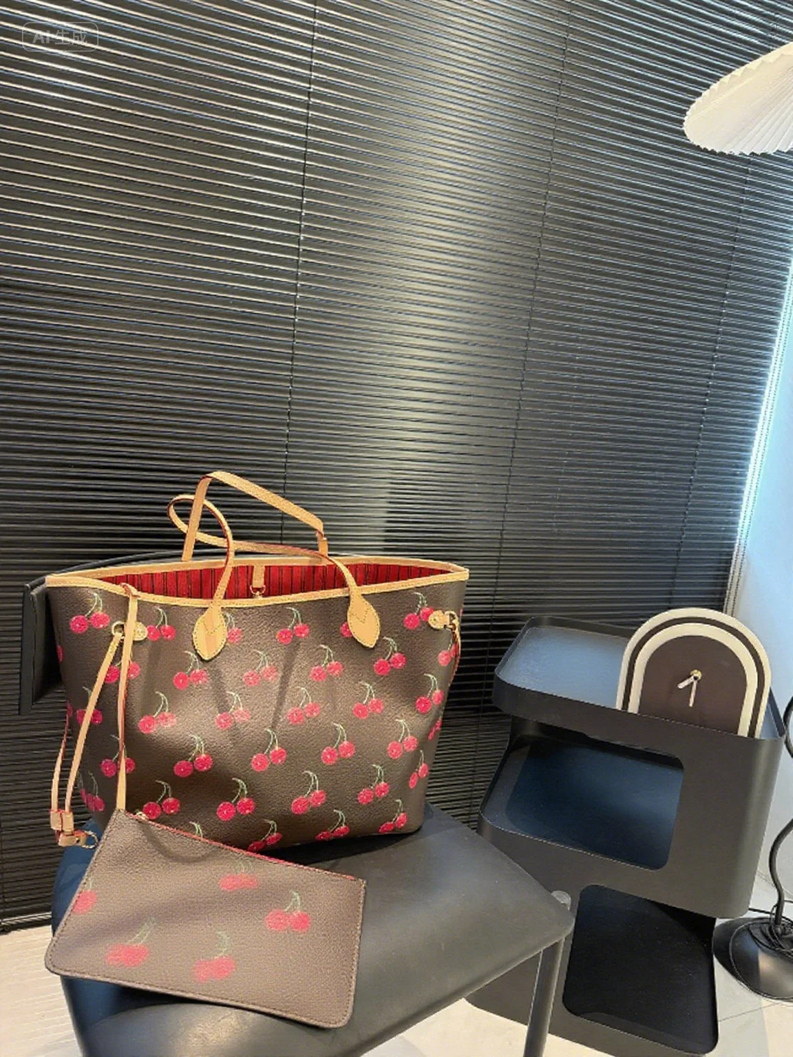 

2025 Новая женская модная универсальная сумка большой емкости с вишневым принтом