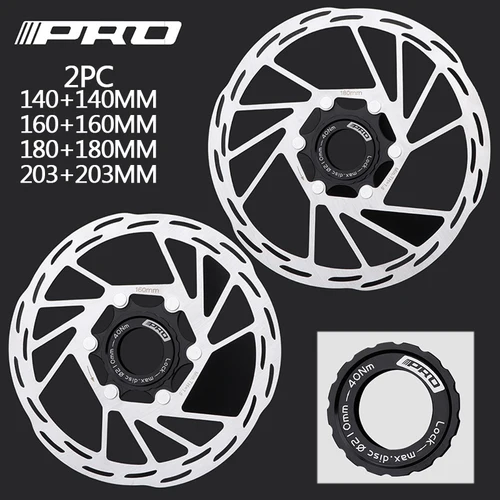 Rotor de bloqueo central para bicicleta, Rotor de freno de disco duradero de 140/160/180/203mm, rotores de frenos hidráulicos para Shimano, 2 uds.