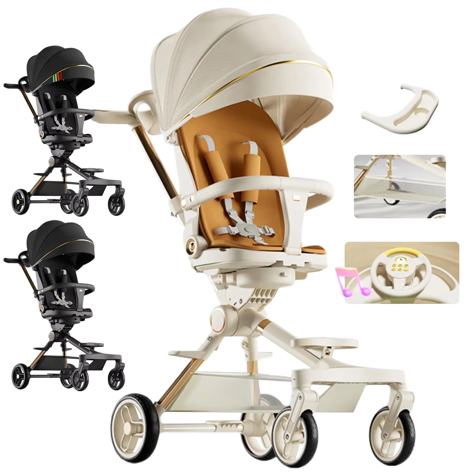 3IN1 Baby Stroller Folding Sitting Lying Universal Baby Stroller Ultra Light Shock Absorption Bidirectional Push Newborn strolle