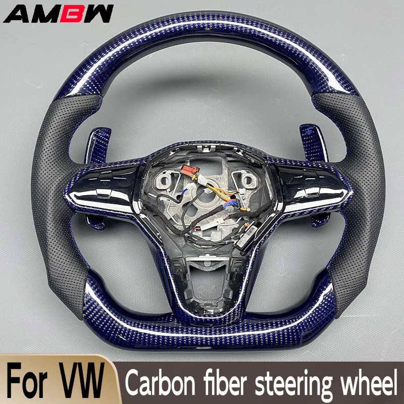 For Volkswagen VW Golf 8 GTI R Line MK8 carbon fiber steering wheel style custom car accessories perforated leather