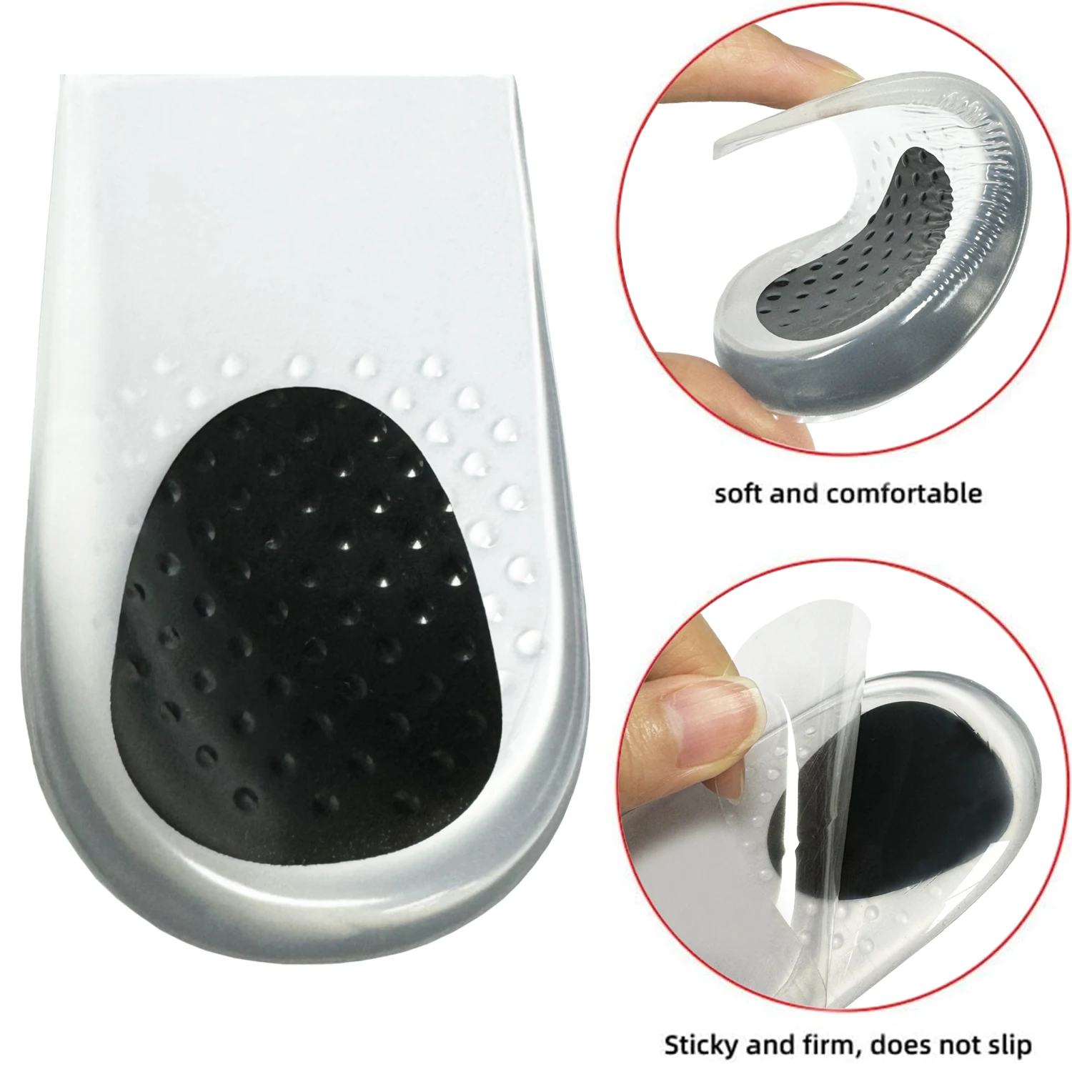 1-Pair Sicilone Half Heel Pads for Men & Women,Unisex Comfort Gel O-X Type Heel Insoles-Adjustable Medial & Lateral Silicone Sho