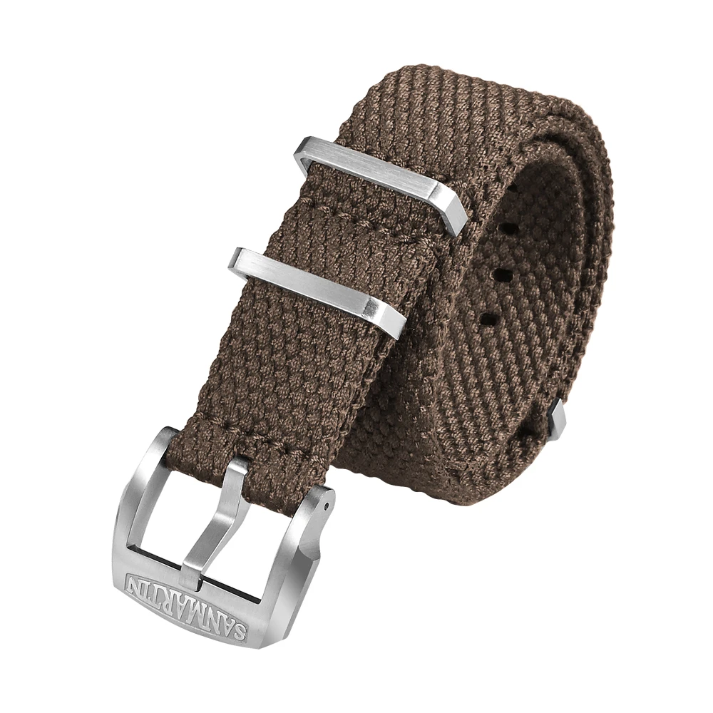 San Martin Flachsarmband, hochwertiger Militärstil, geeignet für 20 mm 22 mm Universal-Armband, 316L-Schnalle, Uhrenteile 3