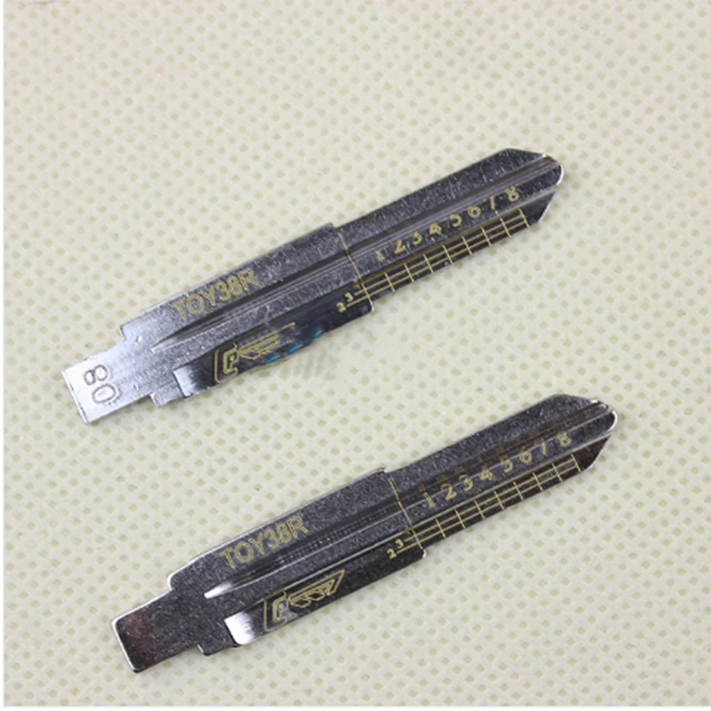 

10pcs TOY38R #08 2 in 1 Lishi Key Blade Uncut Metal Shearing Teeth Blank Engraved Line Blade for Hafei Xiali Daewoo Zhongtai