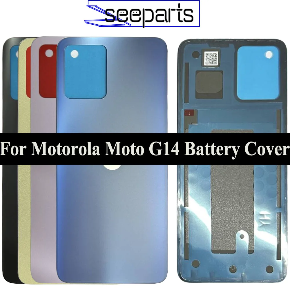 

New For Motorola Moto G14 Battery Cover Rear Door Housing Case Glass Panel Replace For Moto G14 PAYF0010IN Back Battery Cover