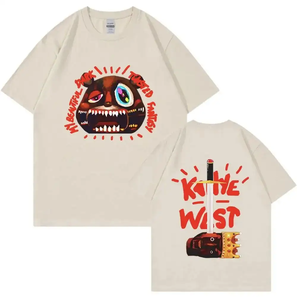 24 Summer Hot Sale Kanye West Twisted Fantasy T-shirt Childrens Cool Hip Hop Short Sleeve Tops Mens Womens Street Trend Clothing