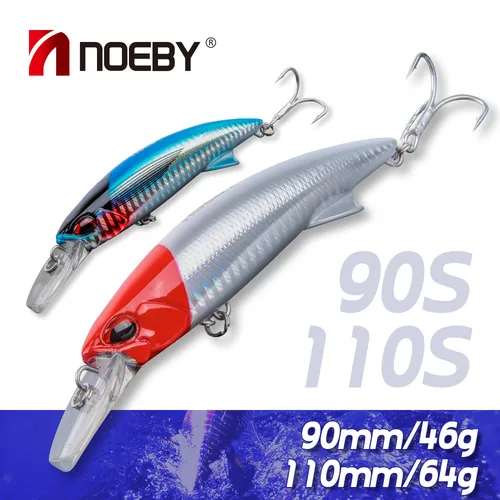 Noeby cebo duro Artificial de fundición larga para pesca, señuelos de arrastre de agua salada, hundimiento de pececillos pesados, Control de 9cm, 46g, 11cm, 60g