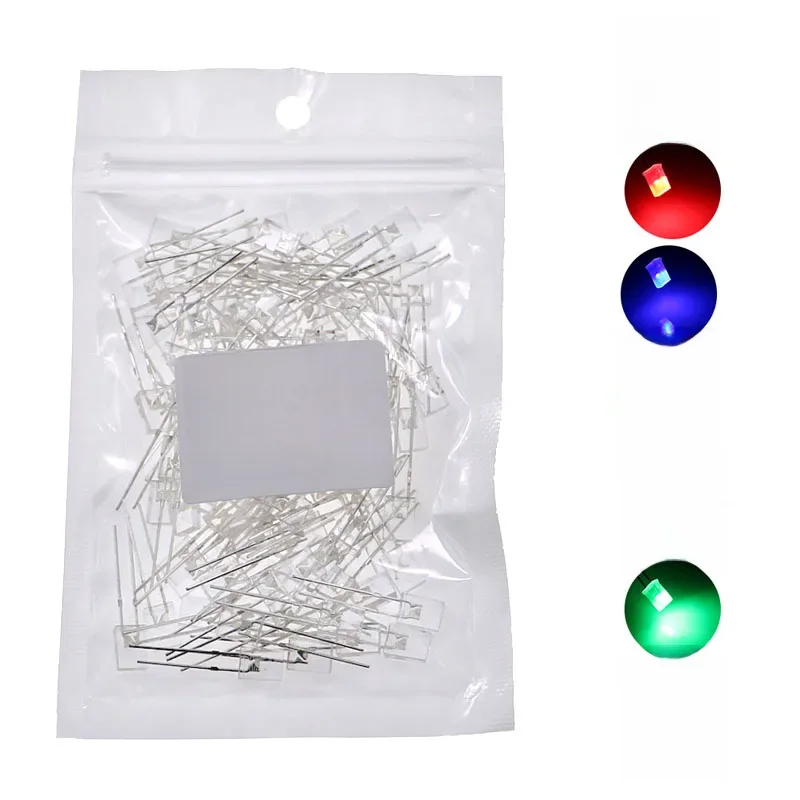 100 sztuk/paczka 2x5x7 kwadratowa dioda LED lampa biały czerwony zielony niebieski żółty pomarańczowy wskaźnik DIY — zdjęcie 2