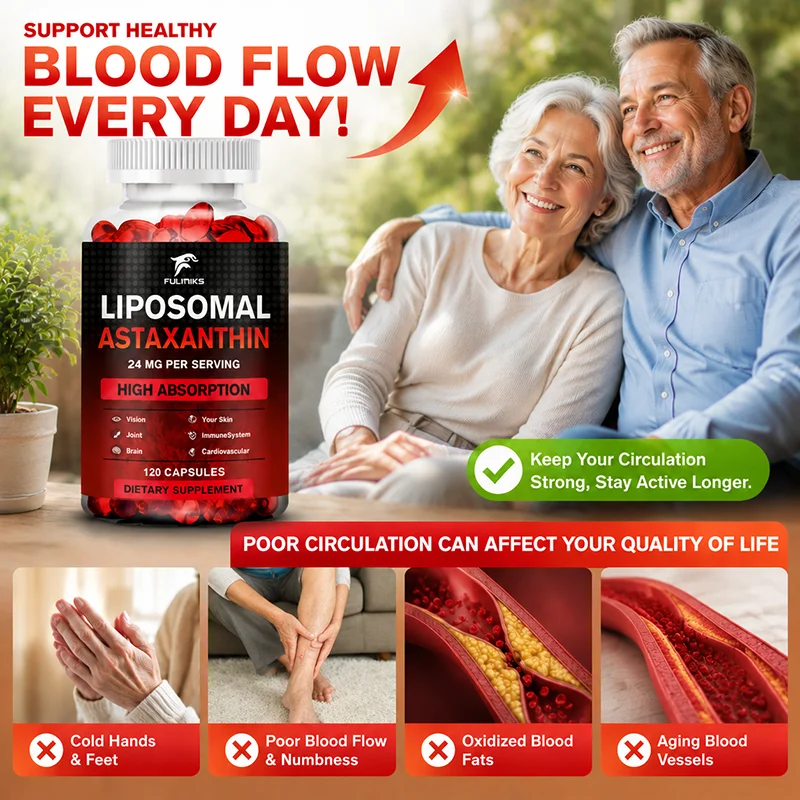 Liposomal Astaxanthin Capsules, with Phosphatidylcholine, Support Antioxidant, Brain, Eye, Cardiovascular, Joint & Skin Health