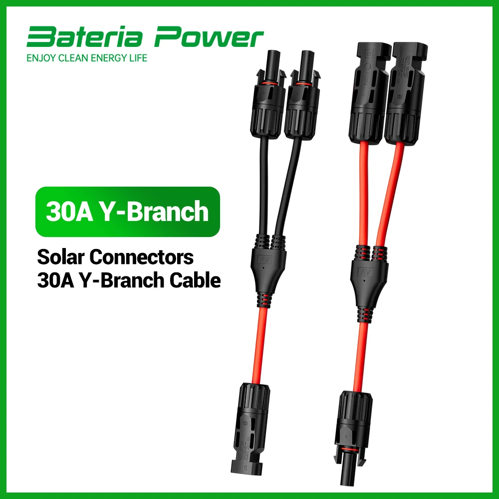 Solaranschlüsse 30A Y-Zweig-Kabel, Solarkabel Paralleladapter Solarpanel-Drahtanschlüsse im Paar für Solarpanel