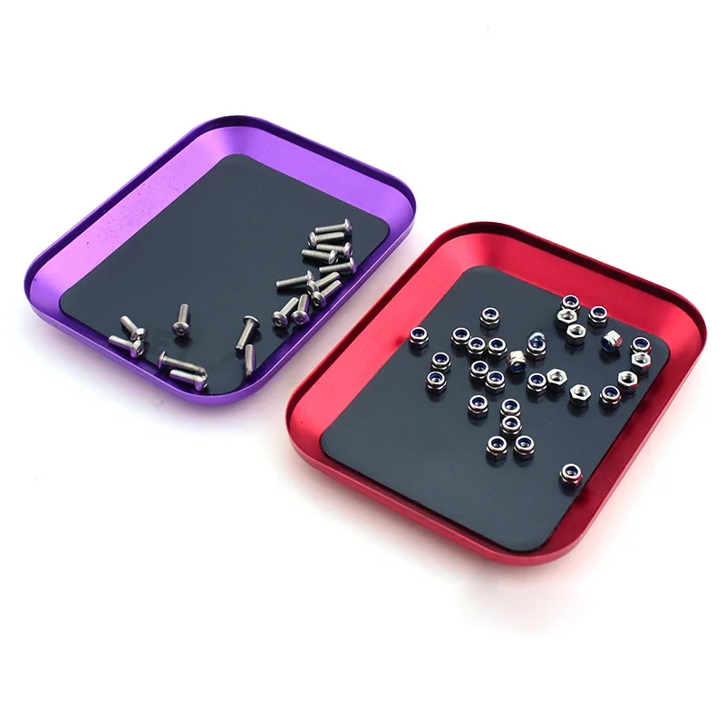 Plateau de rangement magnétique en alliage d'aluminium pour vis de réparation de modèles de voitures RC, petite boîte de rangement pour vis, plateau pour téléphone portable