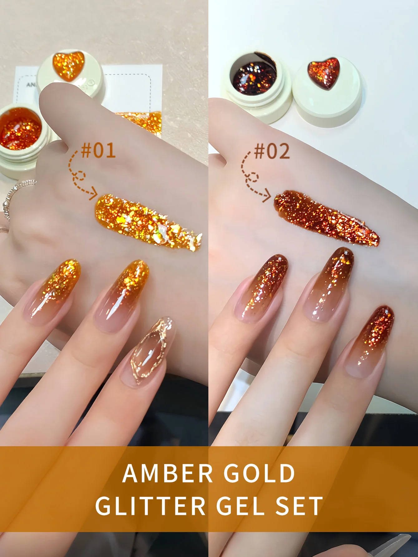 Esmalte de uñas en Gel con purpurina dorada y ámbar, juego de 4 colores, 5g, 2025, nuevo salón de uñas con purpurina dorada Popular, dedicado