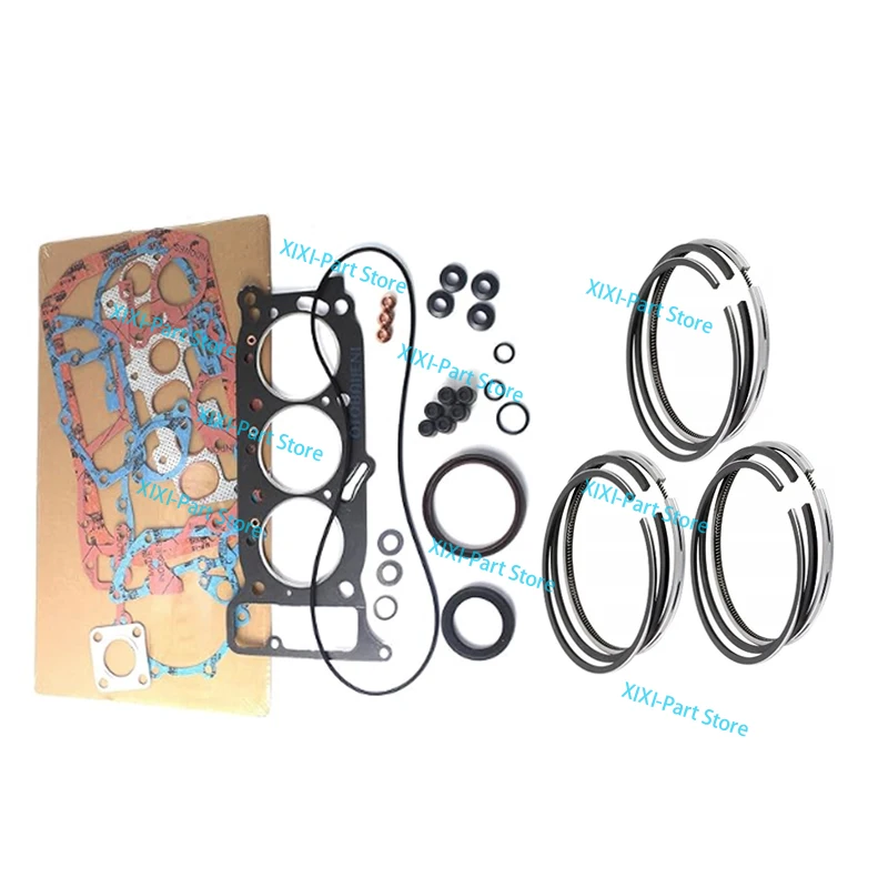 

For Isuzu 3KR1 Full Gasket Kit Set +Piston Ring 81*2+1.75+4 With Cylinder Head Gasket Overhaul Rebuild Kit