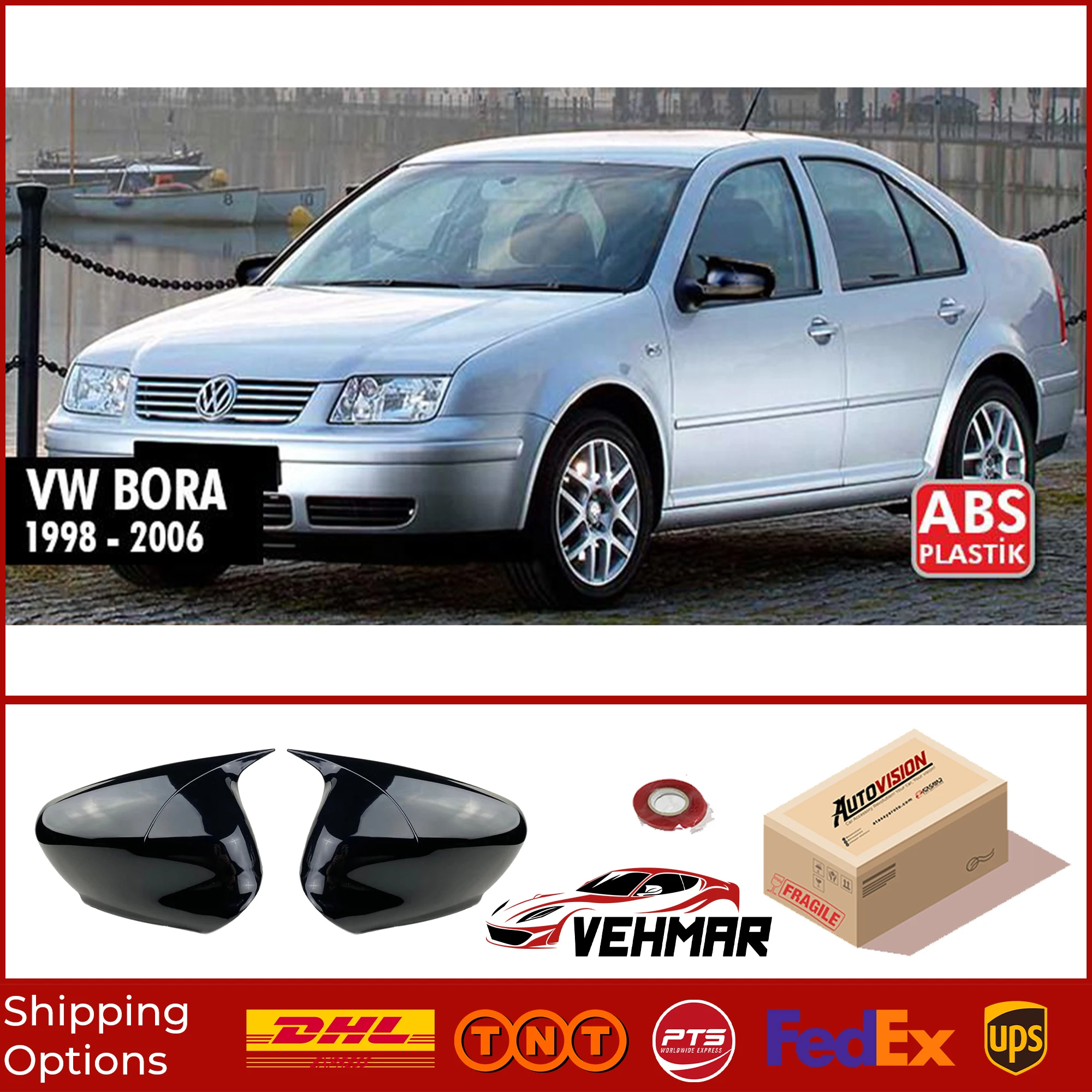 

Модель летучей мыши, зеркальный чехол для VW Bora 1998 1999 2000 2001 2002 2003 2004 2005 2006, аксессуар, яркий черный чехол с Бэтменом, автомобильные экраны