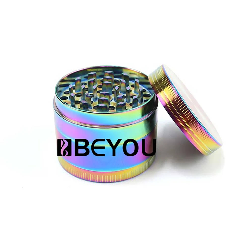 4 Layer Rainbow Herbal Spice Grinder Smoking Accessories Secure Magentic Top Kitchen Crusher with Kief Catcher Pollen Sreen