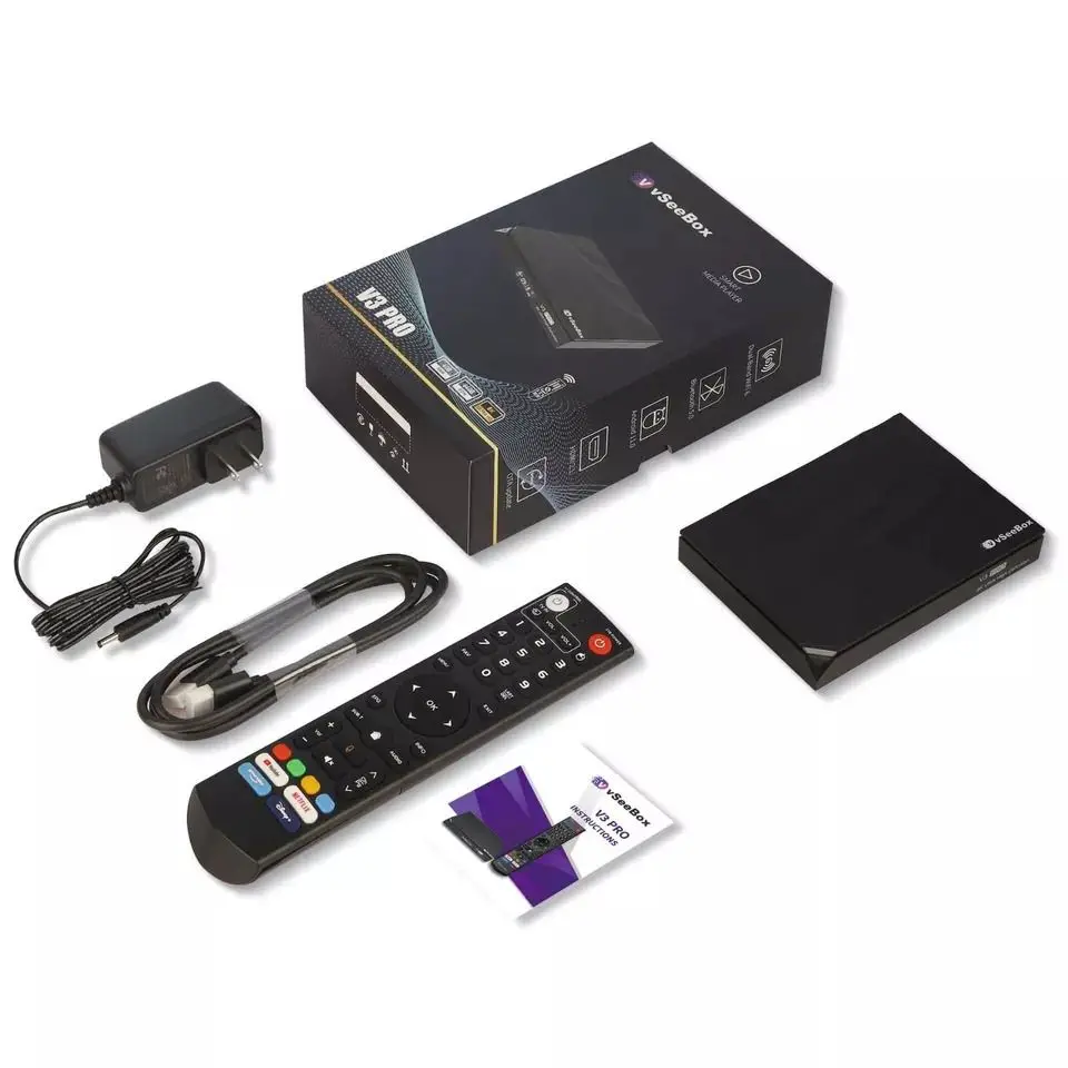 

2024 Discount Selling vSeeBox V3 Pro Bundle 8K HDMI, 64GB Card/Drive, WiFi Extender, Keyboard