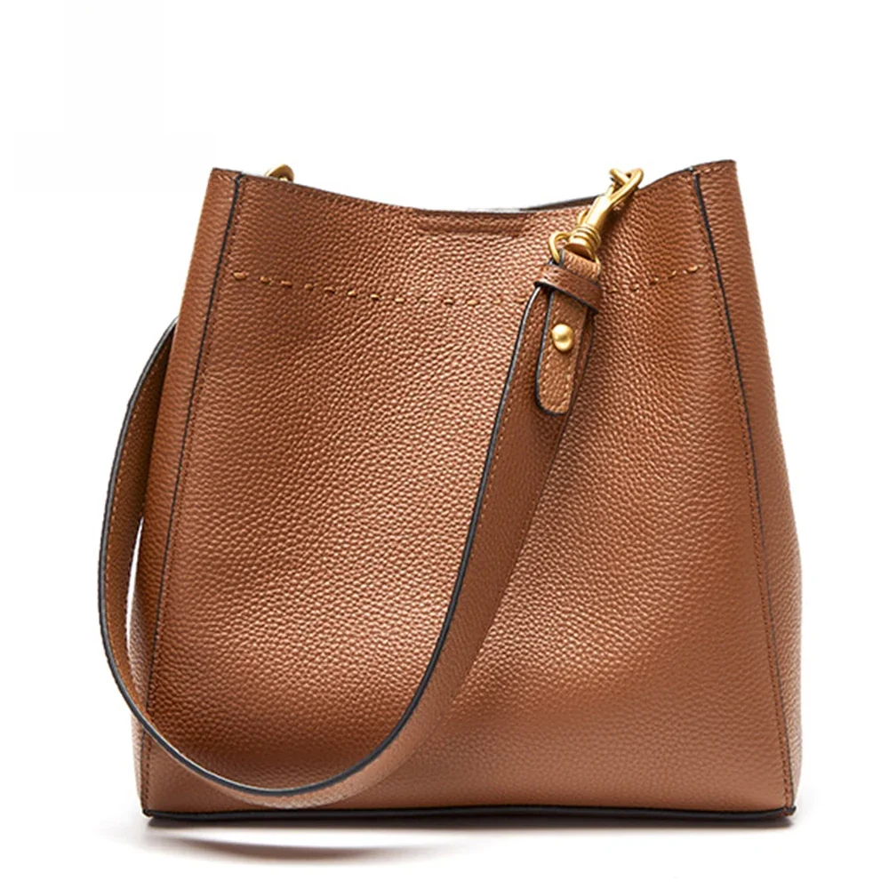 Zency Nowa Torba Shopper z Prawdziwej Skóry, Codzienna Torba na Ramię, Duża Torba typu Bucket, Prosta, Wysokiej Jakości Damska Torba Tote, Torba Pod Pachę — zdjęcie 2