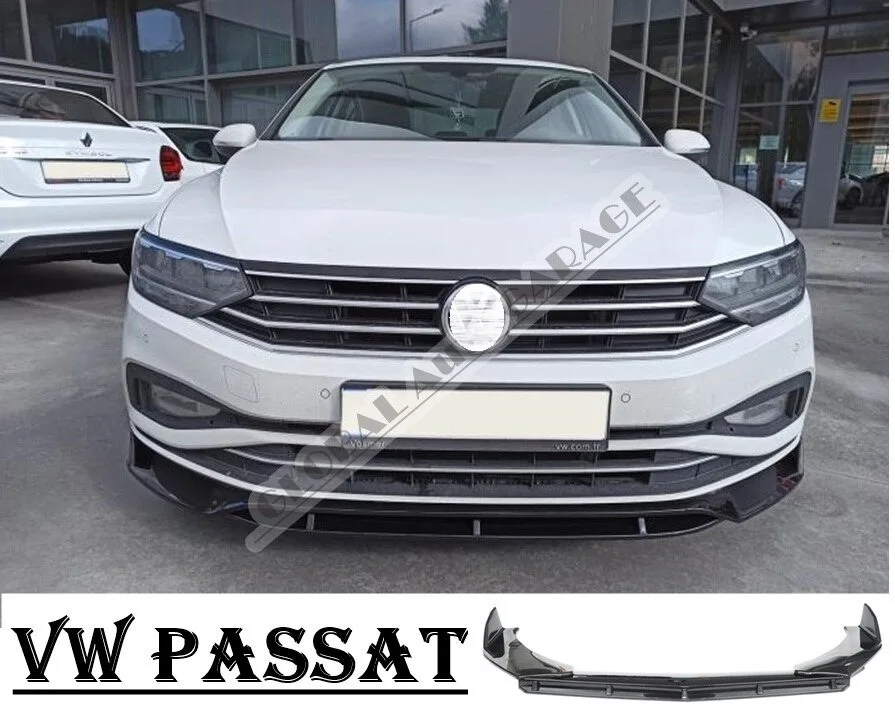 For VOLKSWAGEN PASSAT B7 Front Bumper Attachment Lip 2008-2014 Piano Glossy Black Splitter Diffuser Universal Spoiler Bumper