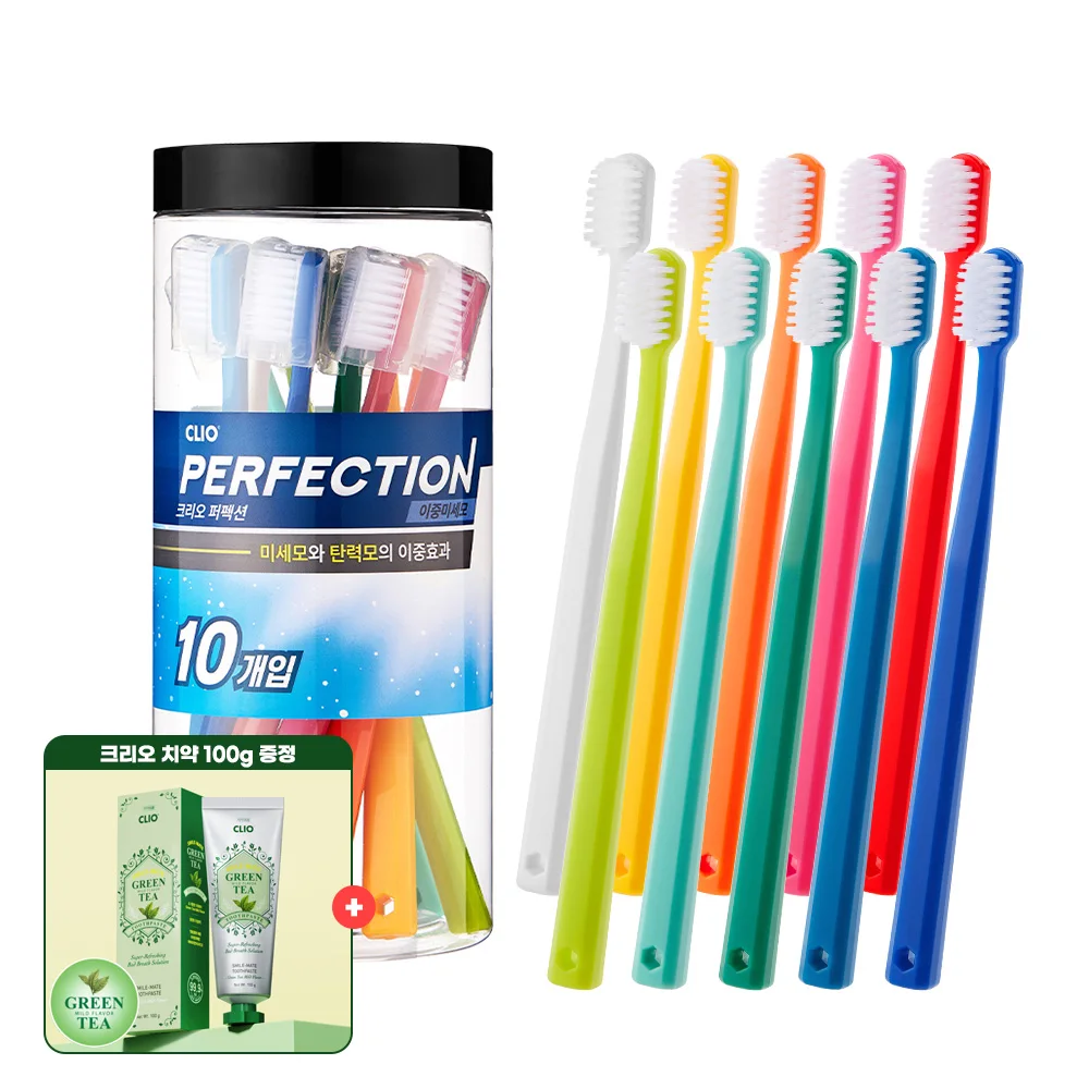 [Creo] Perfection Double Fine hair toothbrush 10 mouth (cylindrical) + smile mate toothpaste 100g