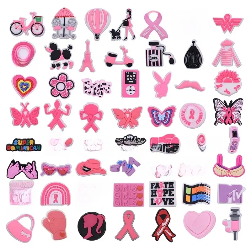 PVC rose soutien-gorge vélo fille gant coeur papillon chapeau chaussure boucle breloques accessoires décorations pour sandales bracelets broche sac sabot