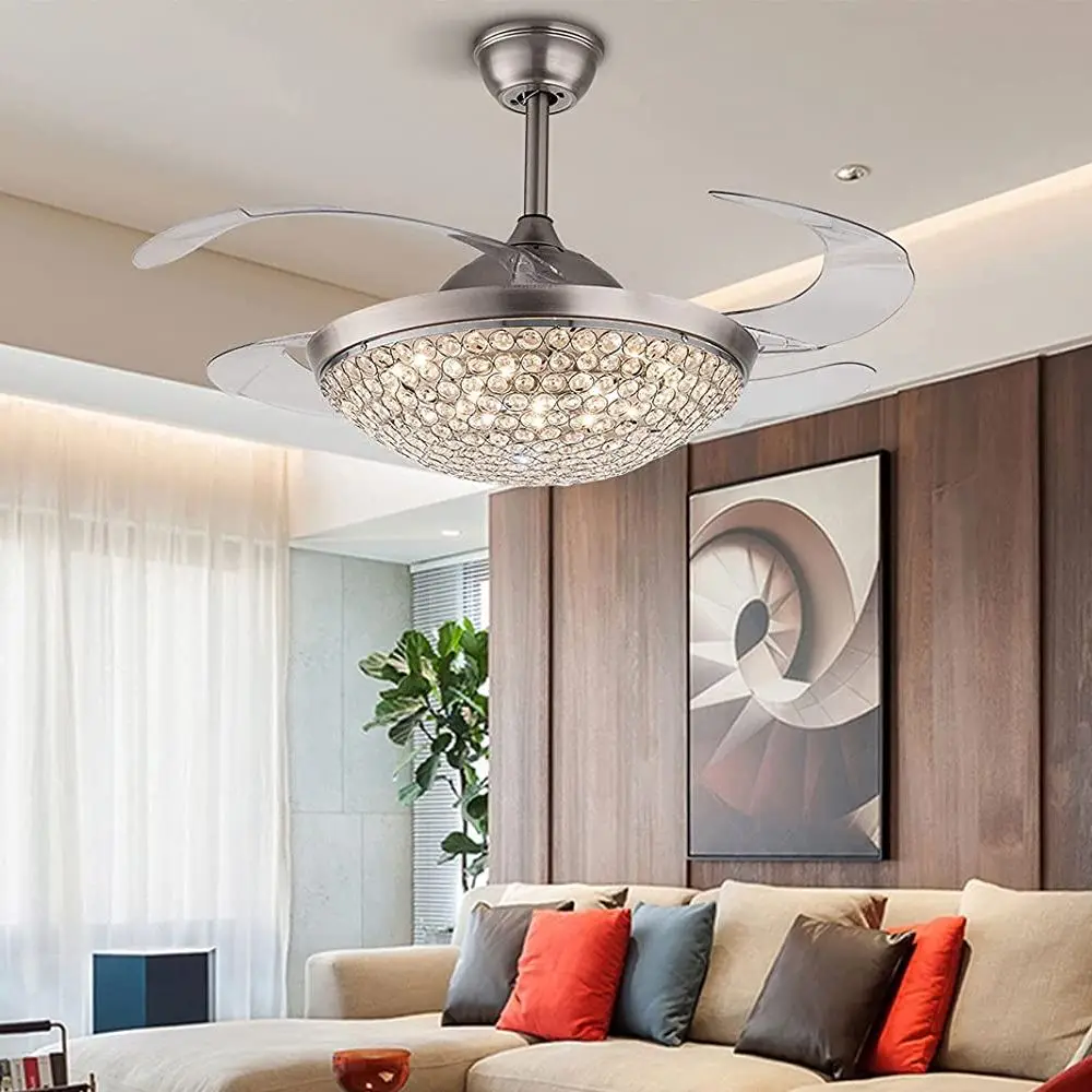 Ceiling Fan light-Modern Home LED Lighting Lamp, 4 Invisible Blades 3 Speed/Colors Timing Setting with Remote Control