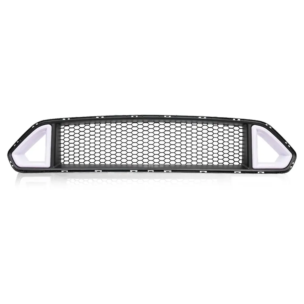 Fit For 2018-2021 Ford Mustang Front Bumper Honeycomb Grille W/LED DRL Light