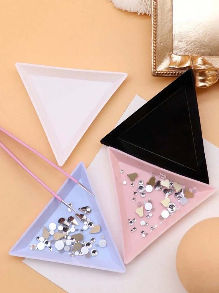 1/10pcs Triangle Shaped Acrylic Storage Tray for Nail Art Tools Jewelry Cosmetic Organizer Desktop Decorative Display Dish
