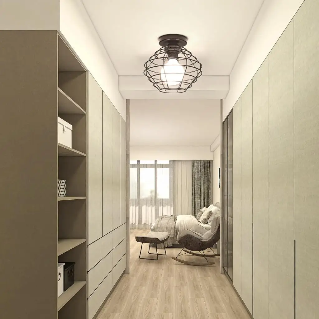 レトロ-e27-led-シーリングランプシーリングライト廊下入口屋内ヴィンテージアイアンロフトシャンデリア照明ブラック