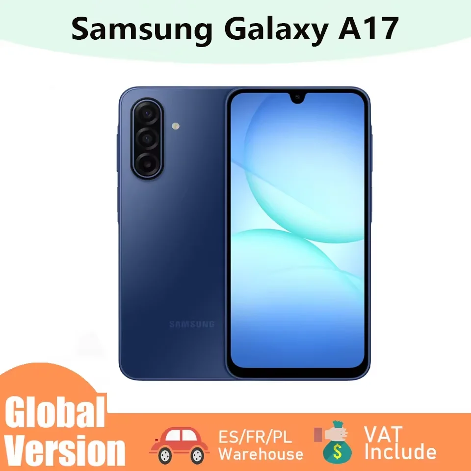 Samsung Galaxy A17 6,7 pouces AMOLED, batterie 5000 mAh, charge rapide 25 W, appareil photo 50 MP, 50 MP OIS + ultra grand angle, double SIM