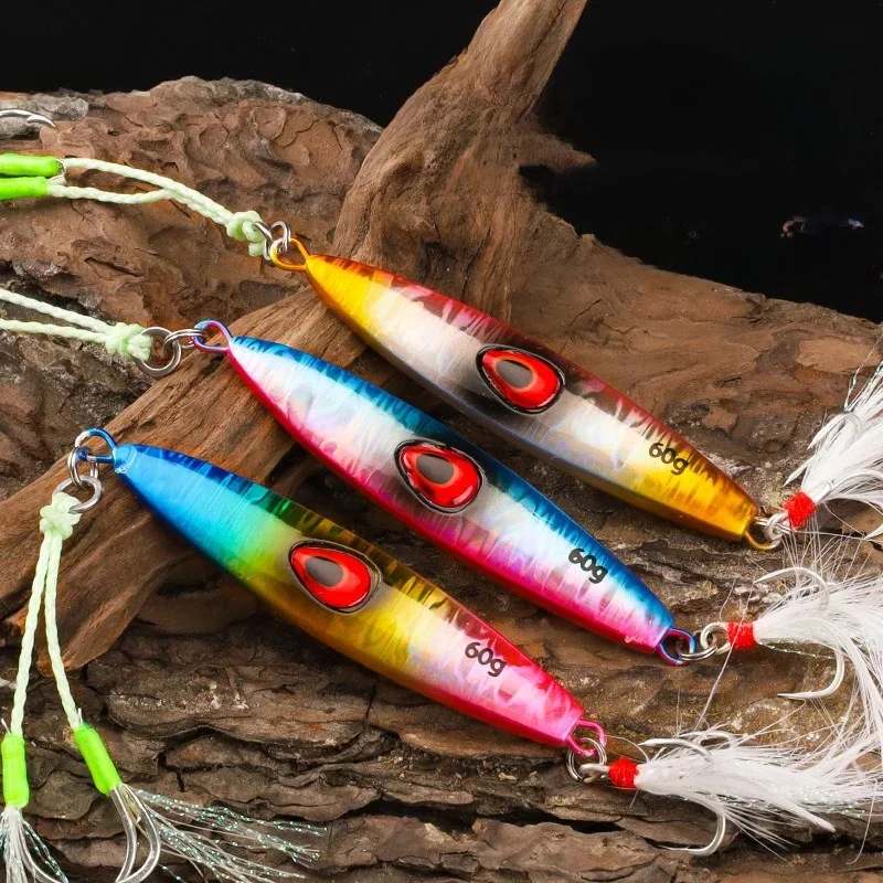 Leurres jig en métal 40g 60g 80g, gabarits à pas lent, appâts biomimétiques pour poisson, plaque de fer, bateau, mer, équipements de pêche, erel, thon