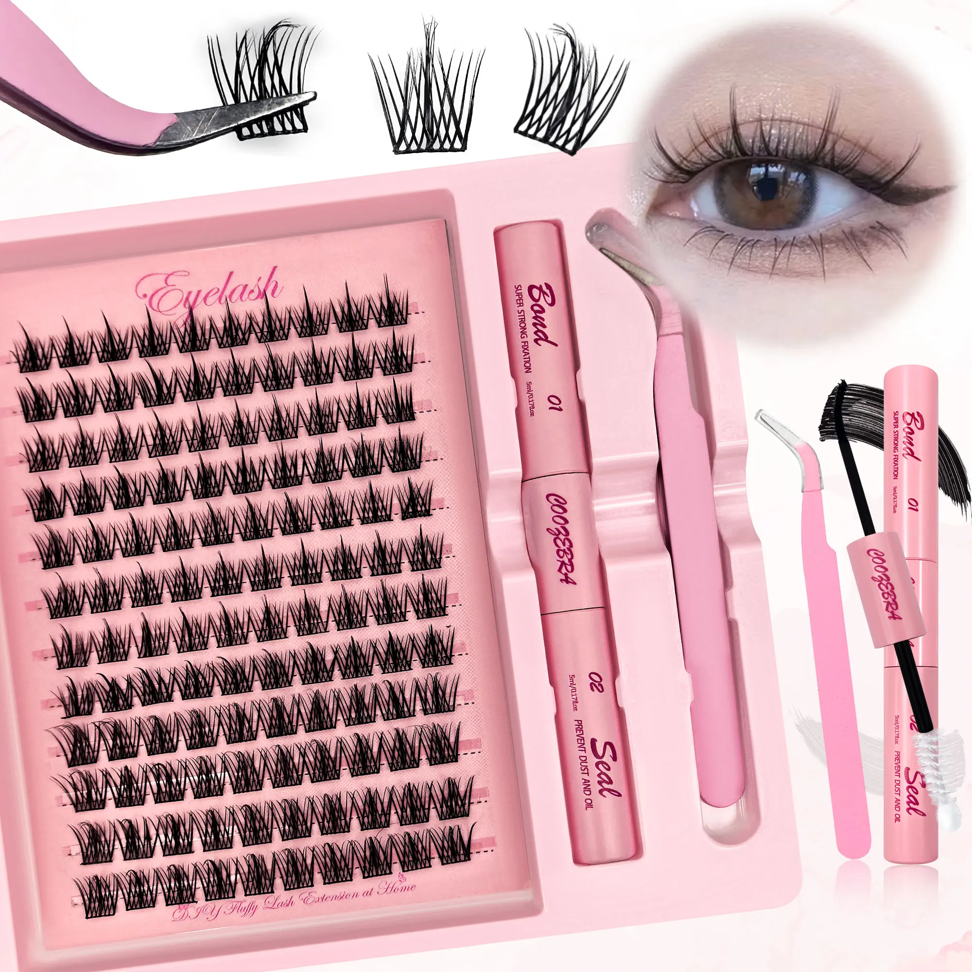 120-Clump Segmentierte Falsche Wimpern, mit zarten Einzelwimpern für einen natürlichen Make-up-Effekt.