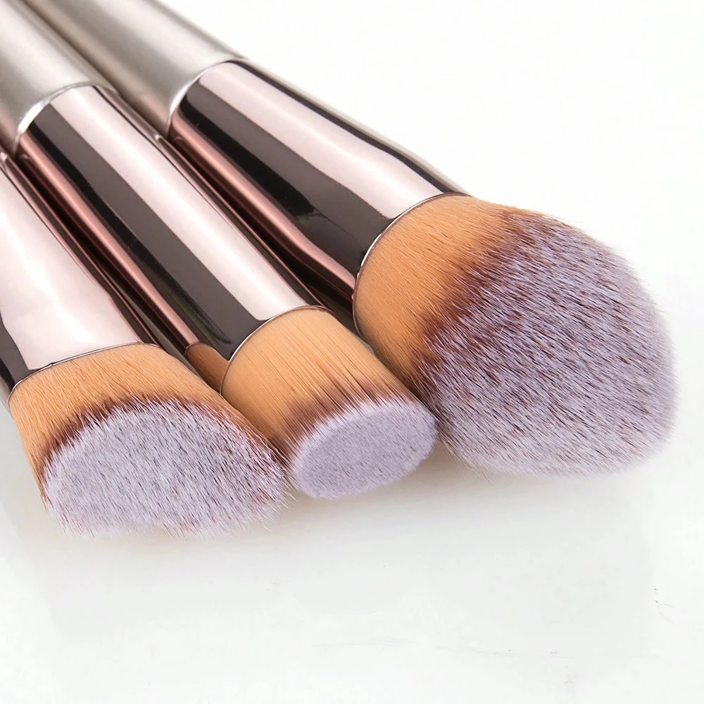 Juego de brochas de maquillaje color champán para mujer, base cosmética en polvo, colorete, sombra de ojos, Kabuki, mezcla de brochas de maquillaje, herramientas de belleza