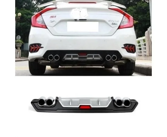 

Honda Civic Sedan Diffuser Fake Exhaust Car Accessory Unıversal Compatible Modified Rear Bumper Attachment Flexible Car Styling