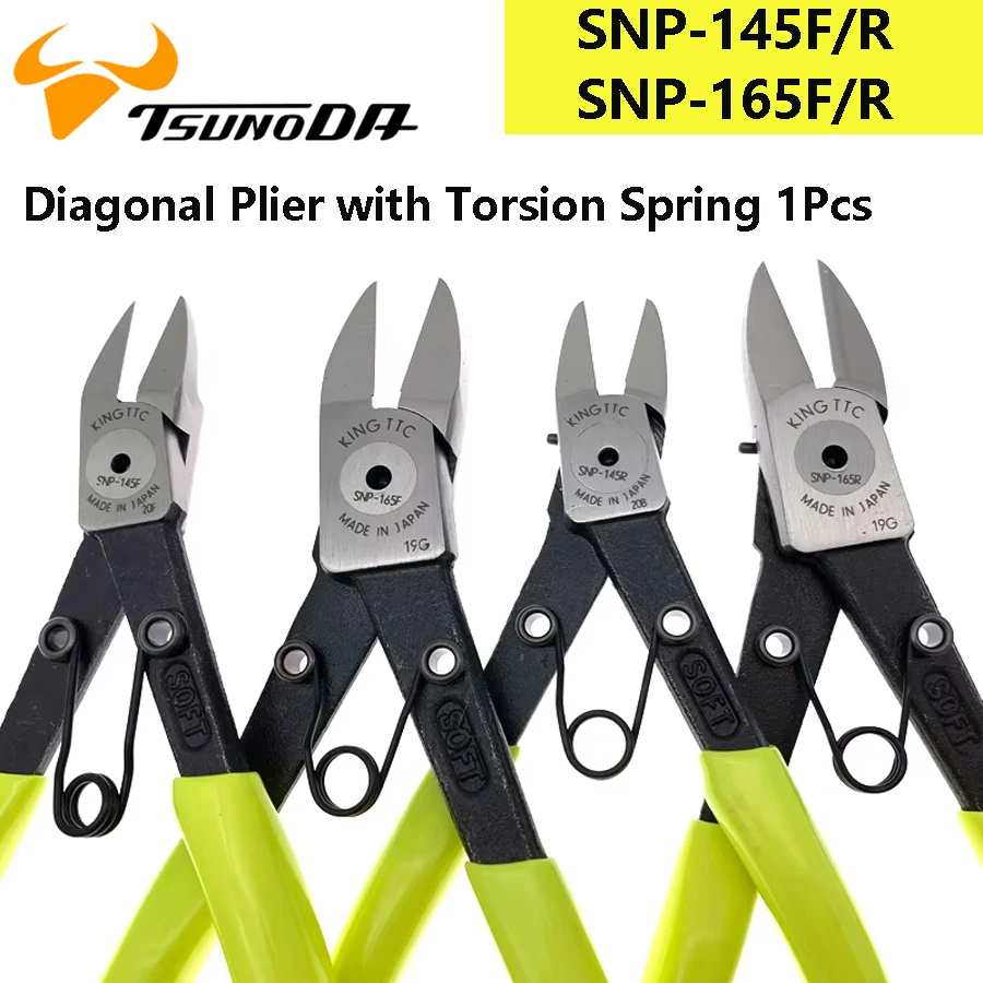 TSUNODA Slim-type Diagonal Plier for Plastic Cutting with Torsion Spring Original Japanese Water Nozzle Plier SNP-145F/R 165F/R