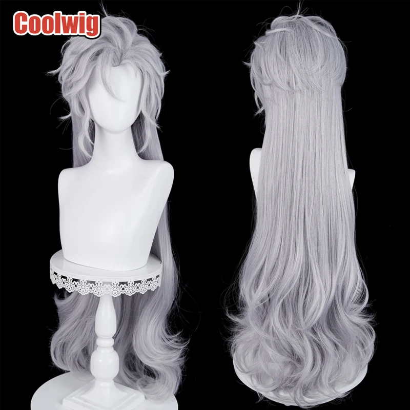 

Coolwig Synthetic Hair Sylus Cosplay Wigs Love and Deepspace Sylus Halloween 90cm Long Straight Silver White Wig Heat Resistant