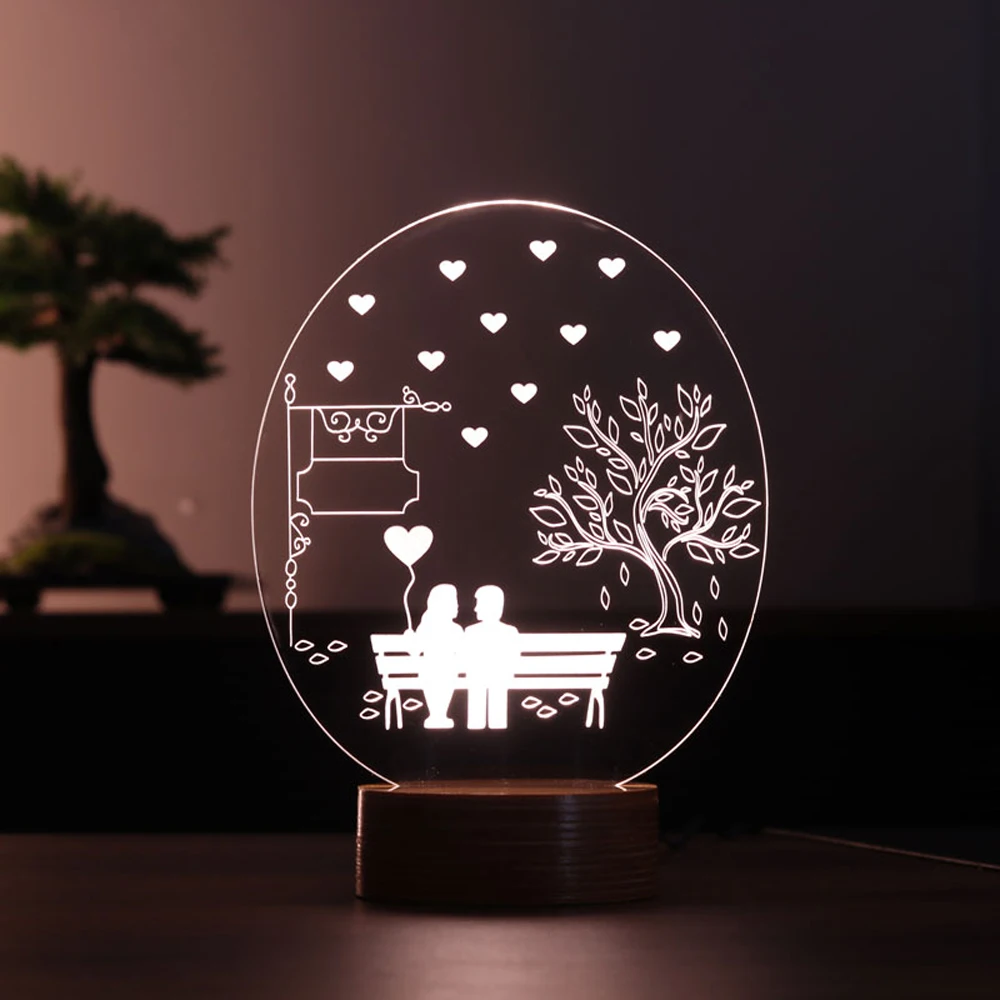 Bench Tree Figure LED Decorative Table Lamp - Tranquil Illumination for a Unique Gift and Charming Home Decor