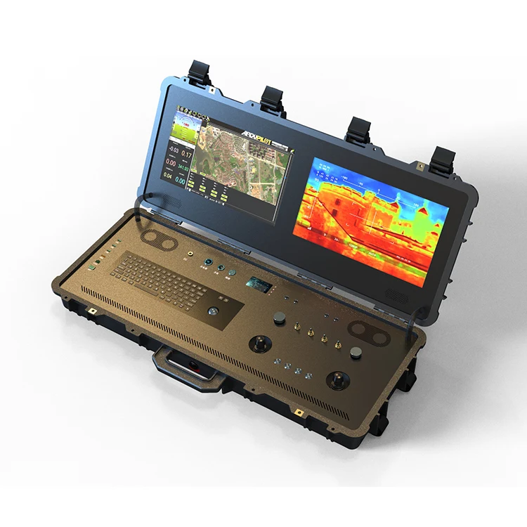 Dual Screen Rc Video Ground Control Station Voor Vtol Uav Drone Uas Afstandsbediening Systeem Video Telemetrie Rc Link Communicatie