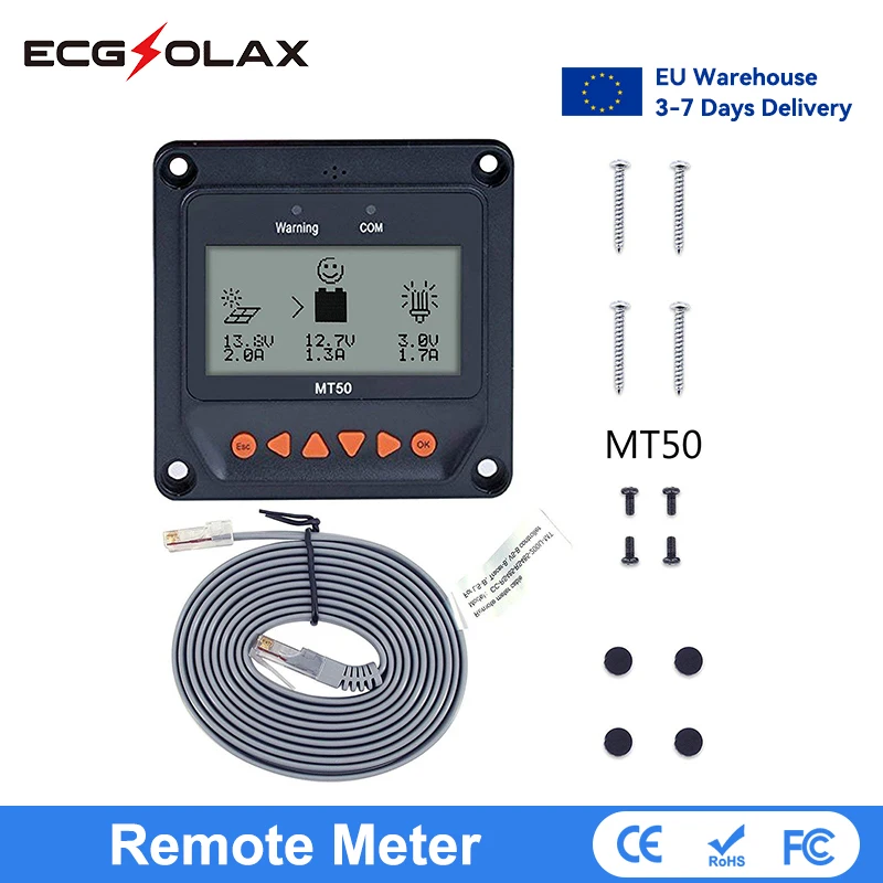 MT50 Remote Meter Display For EPever MPPT Solar Charge Controller Tracer-AN Series MT75 Remote Meter With LCD Real-time Display