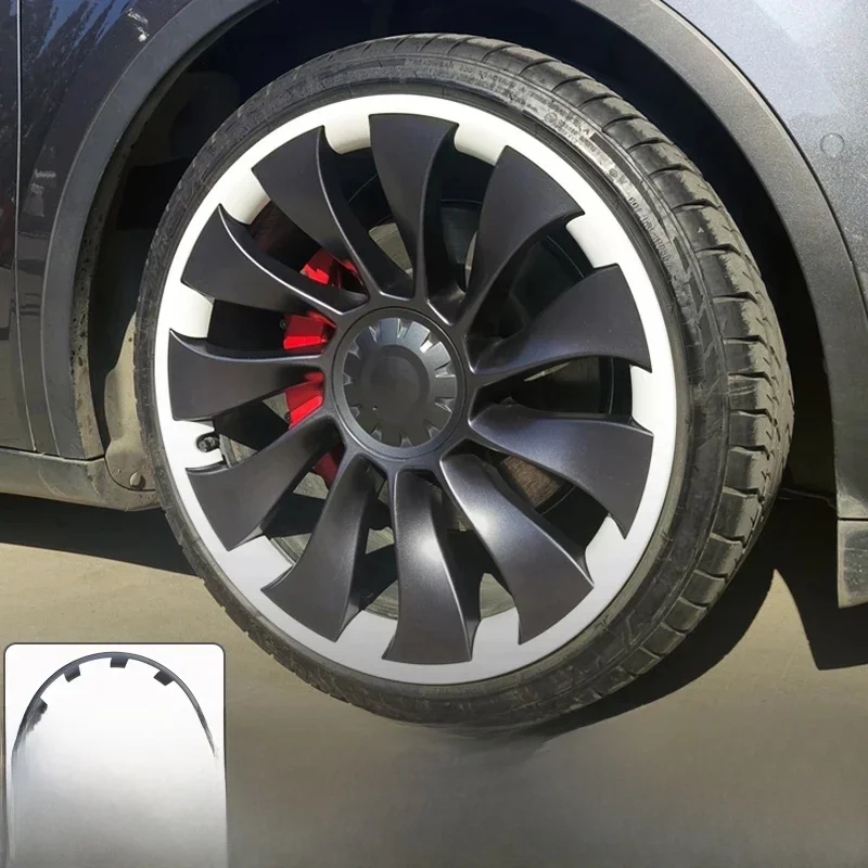 4szt Dla Tesla Model Y 21-calowa felga Piasta koła Ochrona Łatka Ochraniacze ABS Osłona koła Akcesoria Auto Exterior 2018-2023 — zdjęcie 2