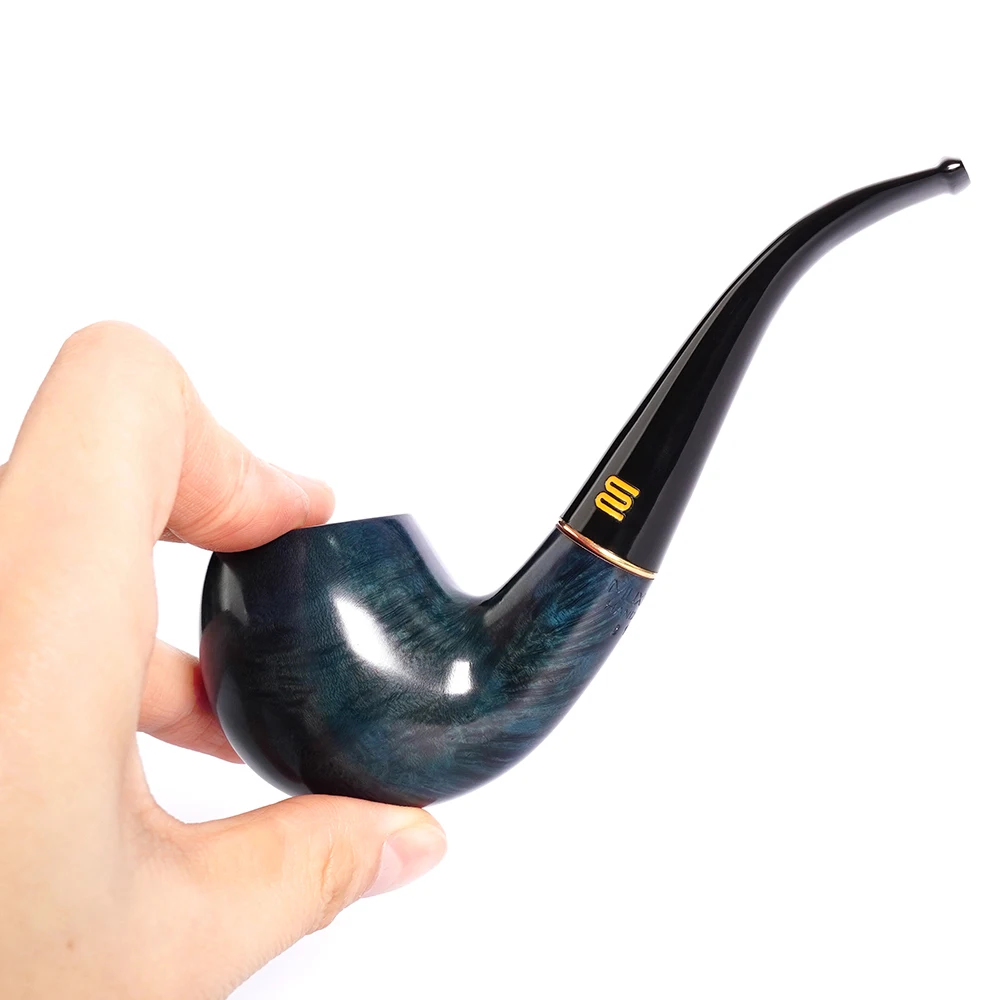 Detective SherlocksHolmes Curved Handle Briar Wood Pipe Colored Pipe Made in Italy Naturally Dyed Handmade Pipe Briar Wood Pipe