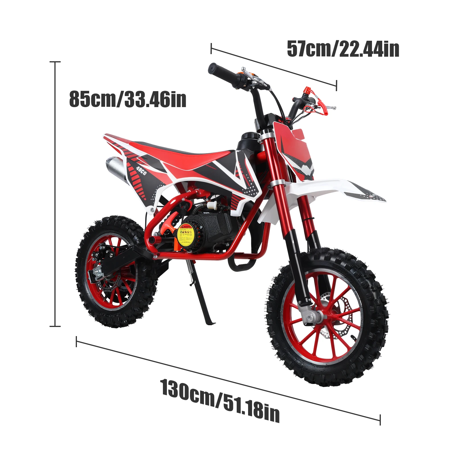 Bicicleta de cross de 2 tiempos, minibicicleta todoterreno de 49cc, con frenos de disco, 25 Mph