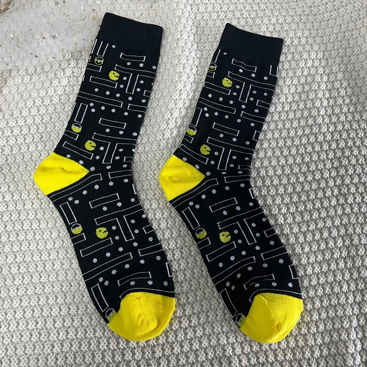 1 paire de chaussettes de jeu unisexe pour vieille école, costume tendance à la mode pour toutes les saisons pour la rue quotidienne