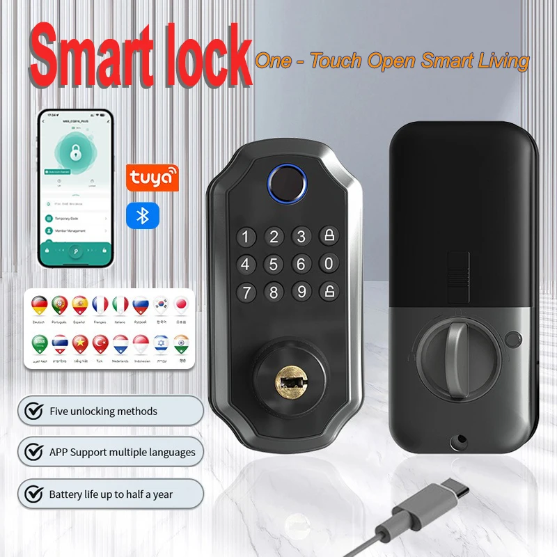 

Smart Lock,Indoor Room Door Fingerprint Lock,Password Lock Suitable for Bedroom,Warehouse and Office Doors,Bluetooth Unlock