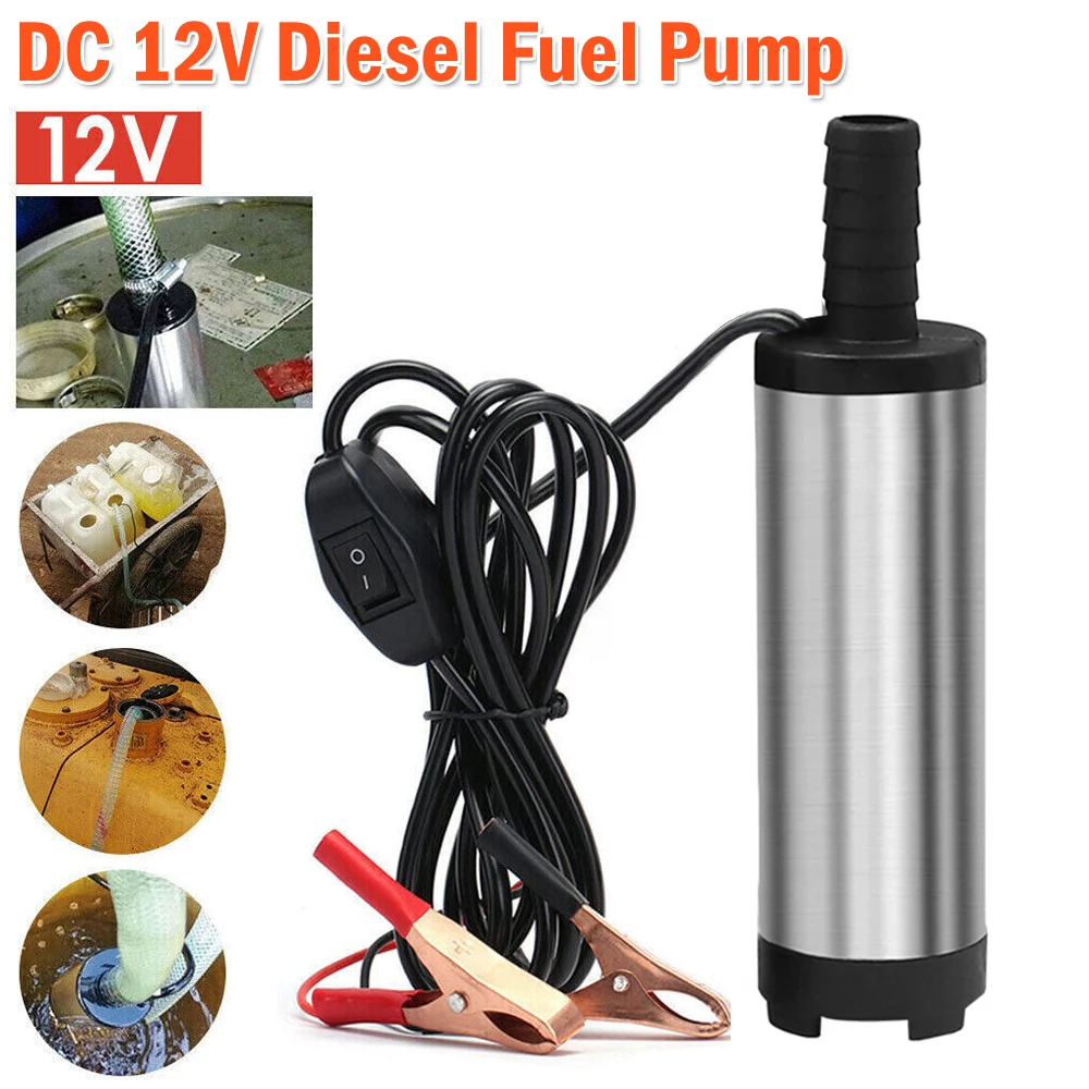 Car DC 12V Submersible Pump Water Oil Diesel Fuel Transfer Cigarette Plug 38mm