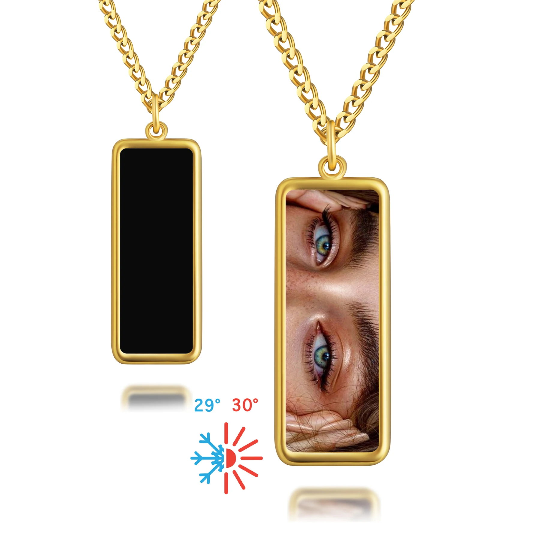 Custom Eyes Photo Necklace Personalized Hidden Picture Necklaces Heat-Activated Magic Pendant Best Birthday Gift for Women