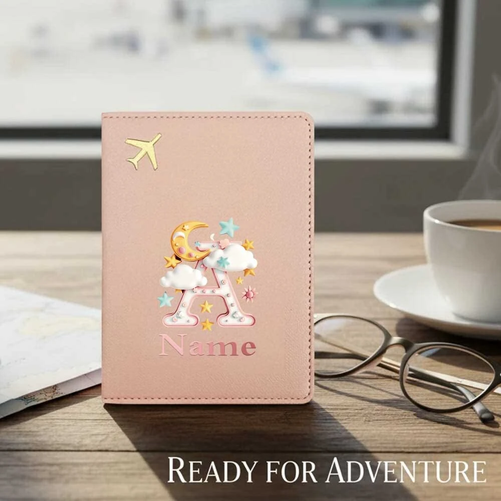 

Customized Name Travel PU Passport Cover Passport ,Personalized DIY Travel Accessories Fairy Tale Wonderland Initial 26 Letters