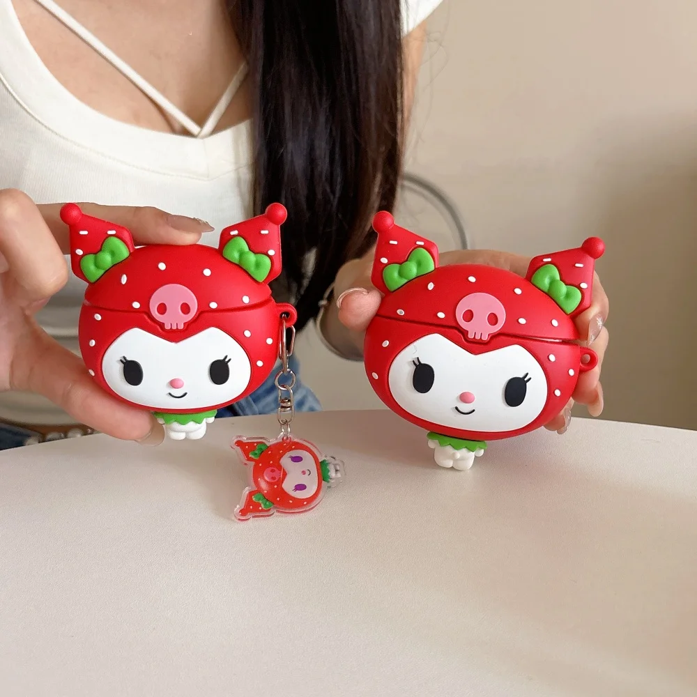 

New Korea INS 3D Strawberry Kuromi Silicone Earphone Cover for Apple Airpods1 2 3 4 Pro2 Pro3 Fashion Shockproof Case Girls Gift