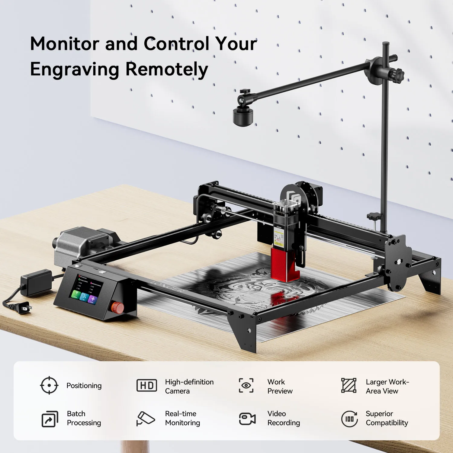 Immagine 3: LightBurn Fotocamera per LONGER XTOOL SCULPFUN Atomstack Ortur IKIER CREALITY DUE TREES ACMER Macchina per incisione laser Parti per incisore